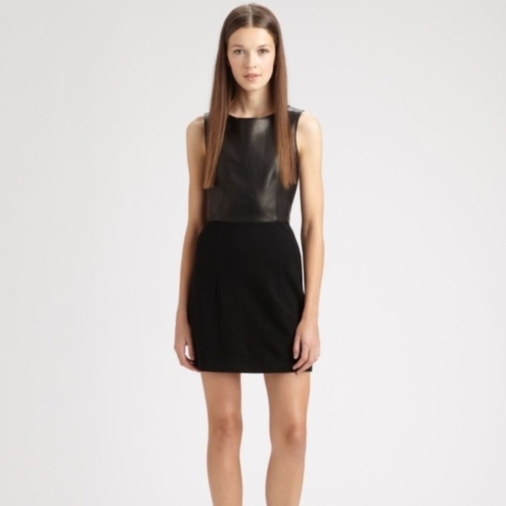 Theory Tirionne Dress w/ Leather Top